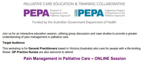 Pain Management in Palliative Care March 18 6pm - 8pm